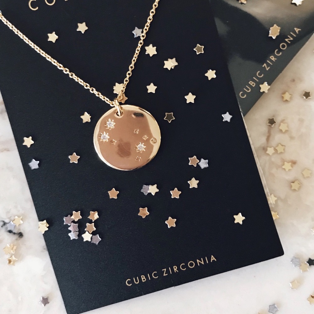 GEMINI Zodiac Constellation Dainty Necklace Gold - Picture 2 of 3